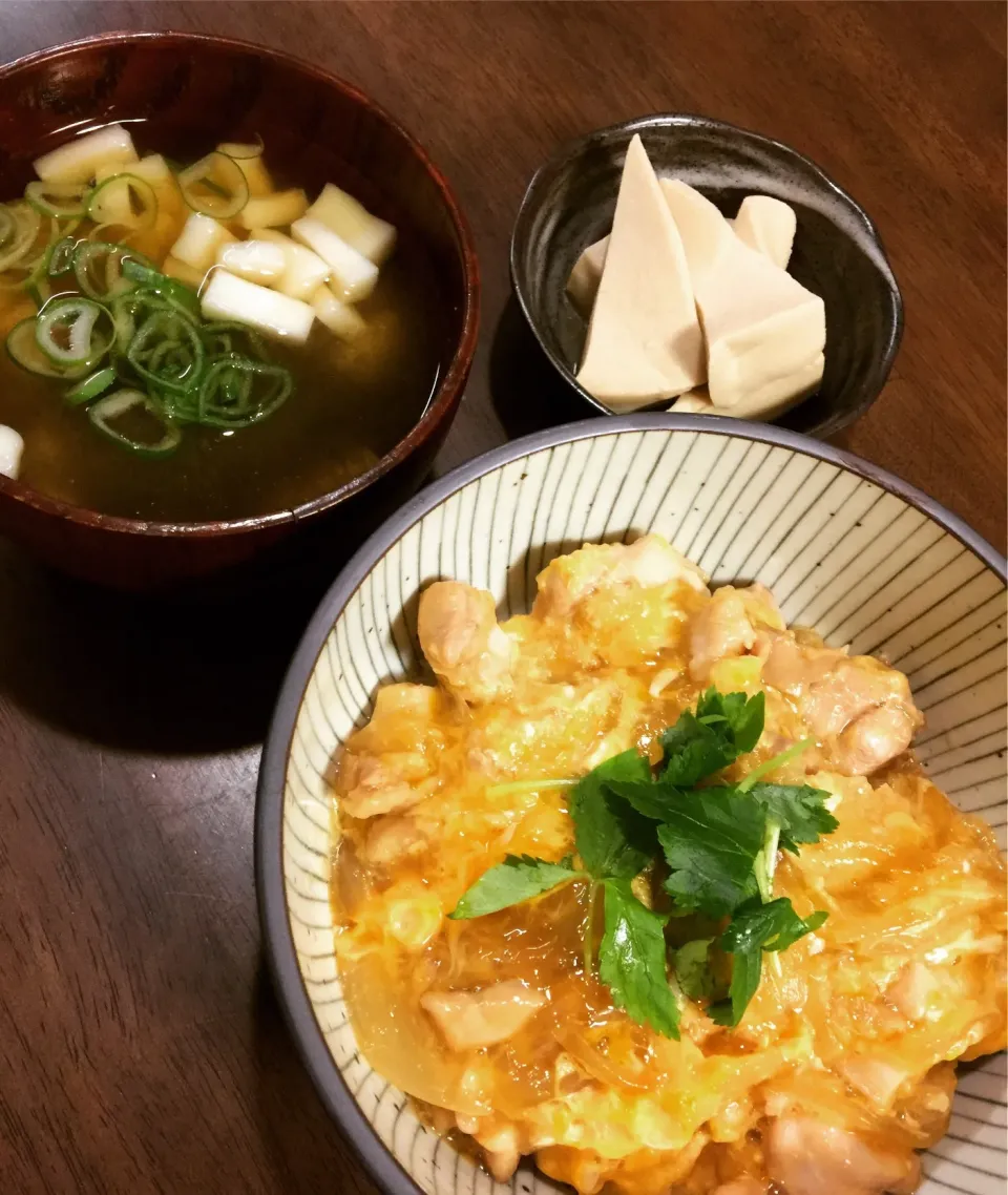 ふわとろ親子丼&とろろ昆布汁&高野豆腐の煮物|み〜さん