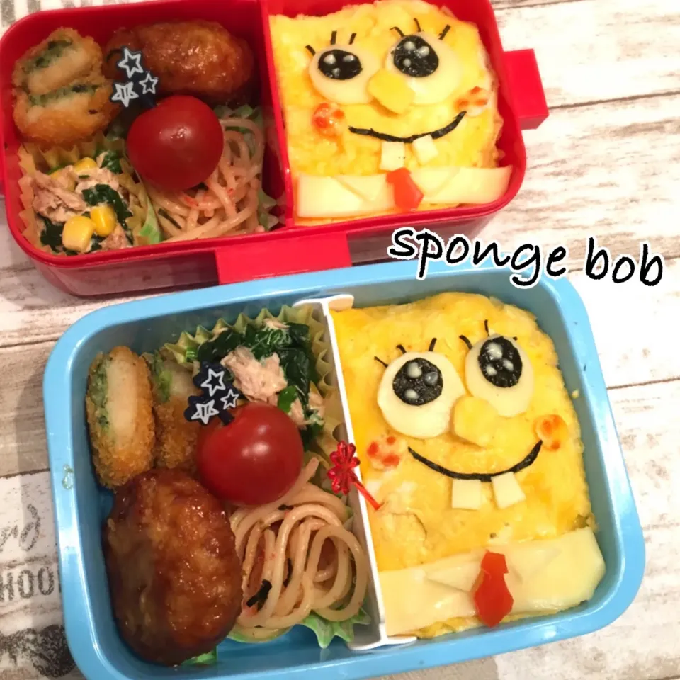 Snapdishの料理写真:#スポンジボブ弁当 #キャラ弁 #保育園弁当|rkt__momさん