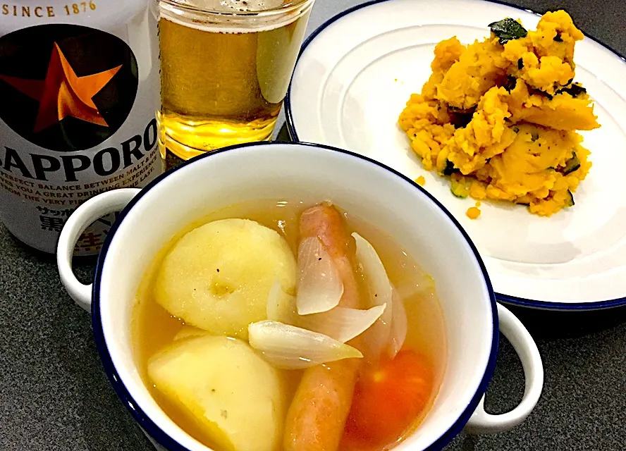 娘作・ポトフ、かぼちゃのサラダ🎃|ぷっくりんこ💙さん