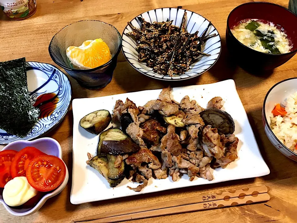 豚肉と茄子の味噌炒め定食♪|かおちゃんさん