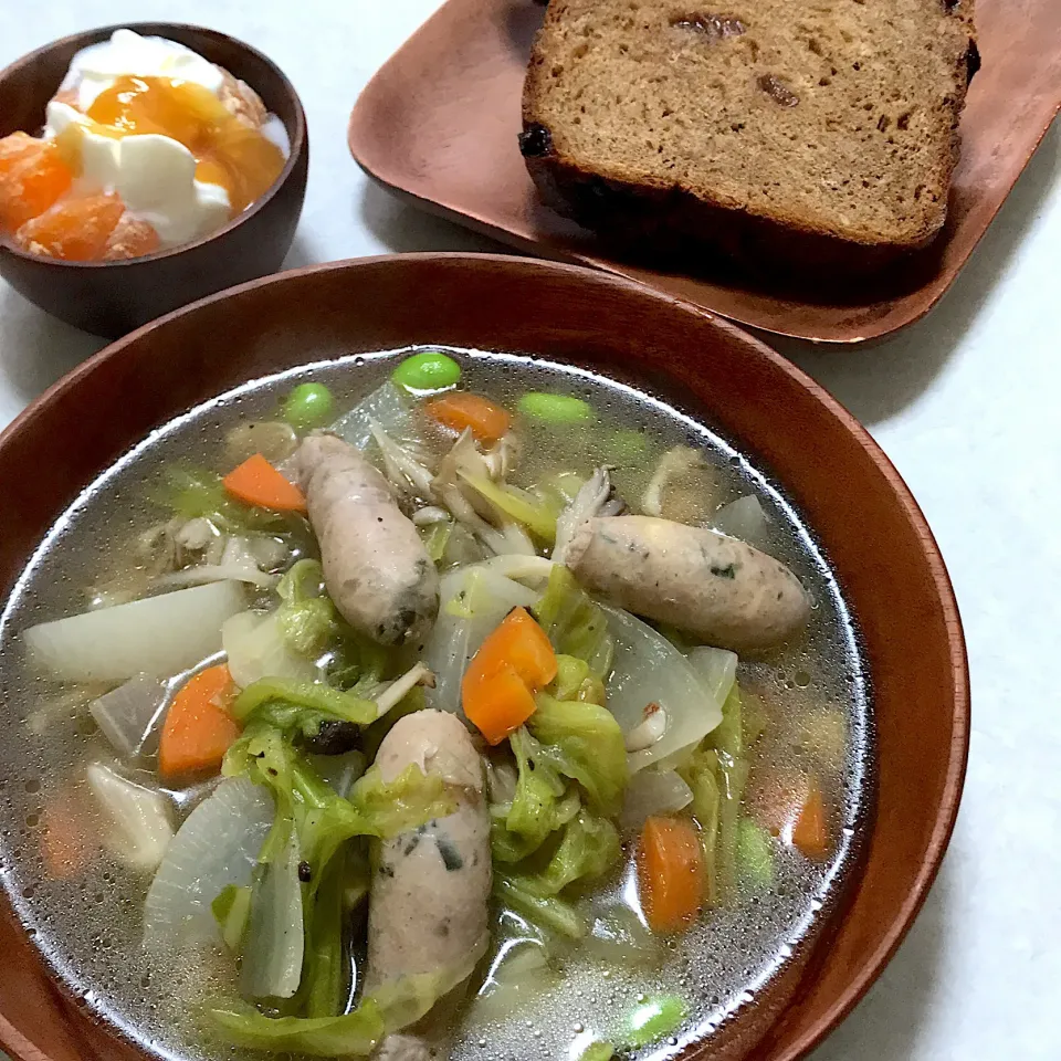 手作り無添加ソーセージで野菜スープ|いけだ そのこさん