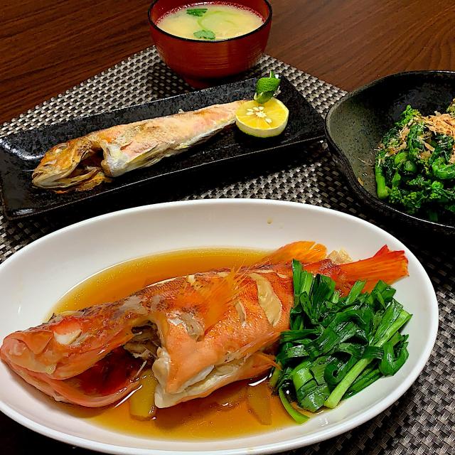 ヒメカサゴの煮付け 甘鯛の塩焼き アラ汁 菜の花のおひたし みっきー Snapdish スナップディッシュ Id Yg5yqa