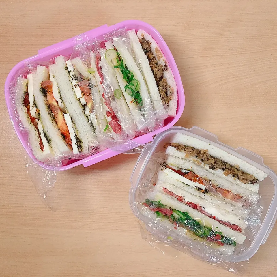 Snapdishの料理写真:彼と私のサンドイッチ弁当|ずっとたまごのままでいたかった。さん