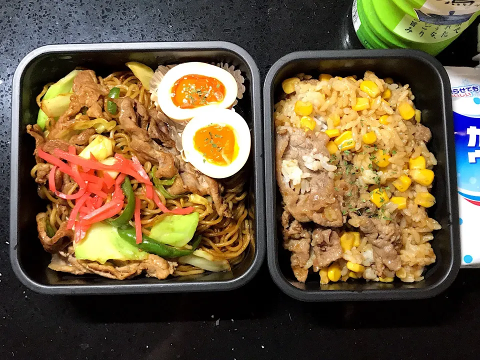 Snapdishの料理写真:高校生男子今日のお弁当20190123#焼きそば#牛肉混ぜご飯|mi♪さん