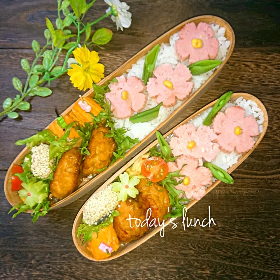 Snapdishの料理写真:ハムのお花弁当|kotokotoさん