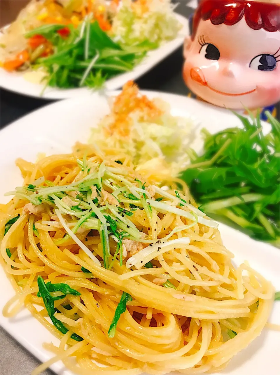 パパッとパスタ♡ツナと水菜の香味ペーストパスタ。|ぽき。さん