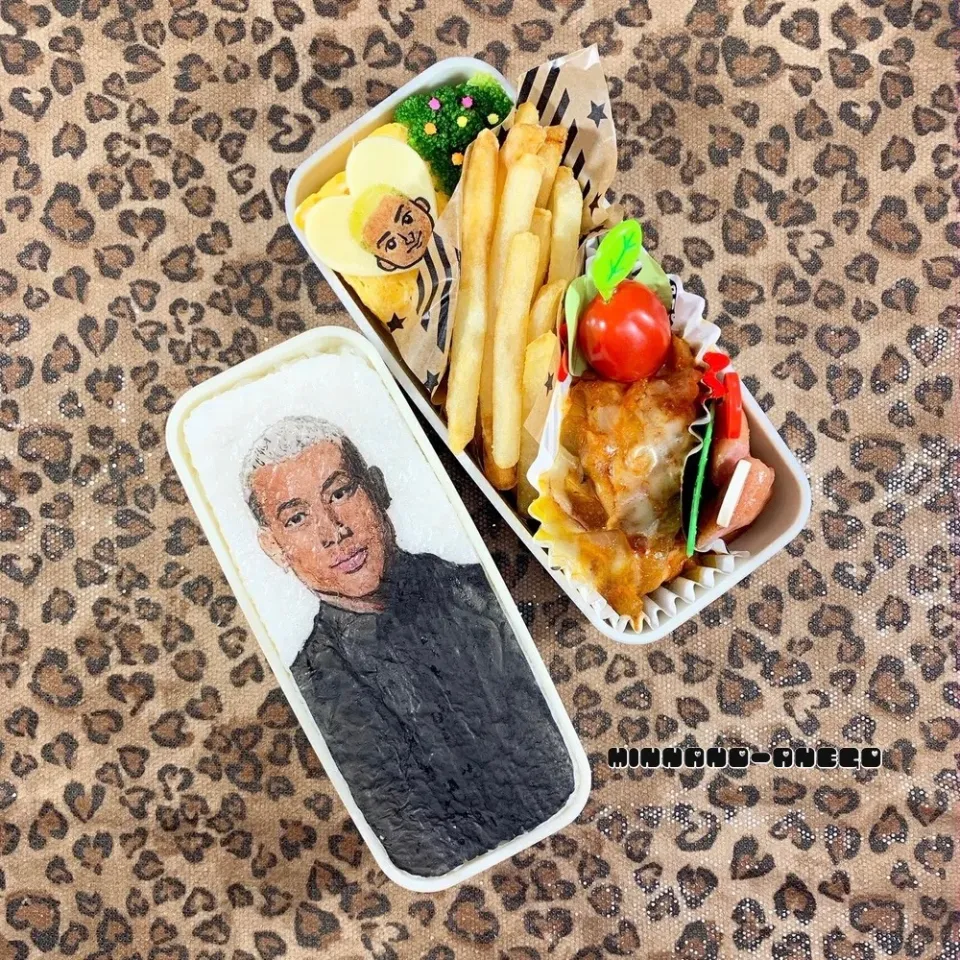 Snapdishの料理写真:EXILE『関口メンディー』弁当
 #オブラートアート 
 #オブアート 
 #似顔絵弁当|みんなのあねごさん