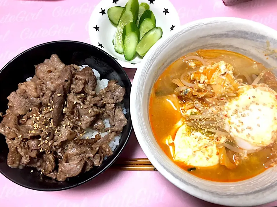 牛肉炒め&キムチチゲ🥘|くろねこっく🐈‍⬛さん