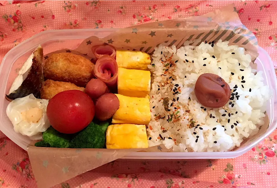 Snapdishの料理写真:2019年1月25日旦那さんのお弁当🍱👨‍✈️👨‍🔧💪🏼❤️🤟😘💋💗|Kodomo Cookingさん