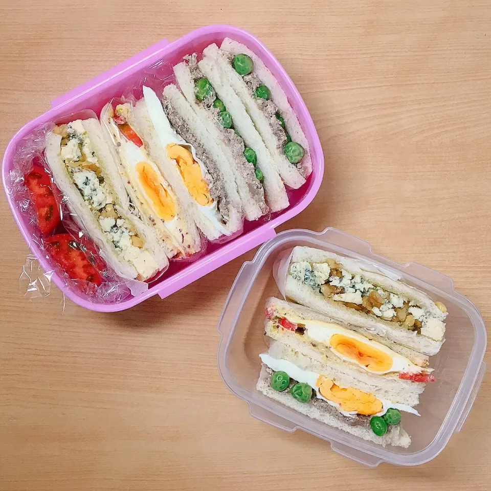 彼と私のサンドイッチ弁当
 #彼弁 
 #料理超初心者 
 #サンドイッチ弁当|ずっとたまごのままでいたかった。さん