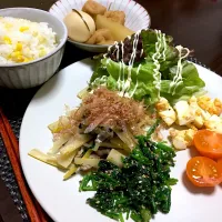 Snapdishの料理写真:とうもろこしご飯と筍の炒め煮|halさん