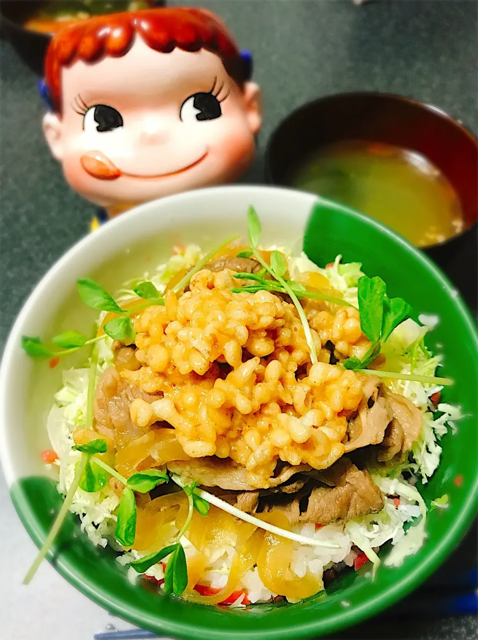 天かすマヨソース♡こってり牛丼。|ぽき。さん