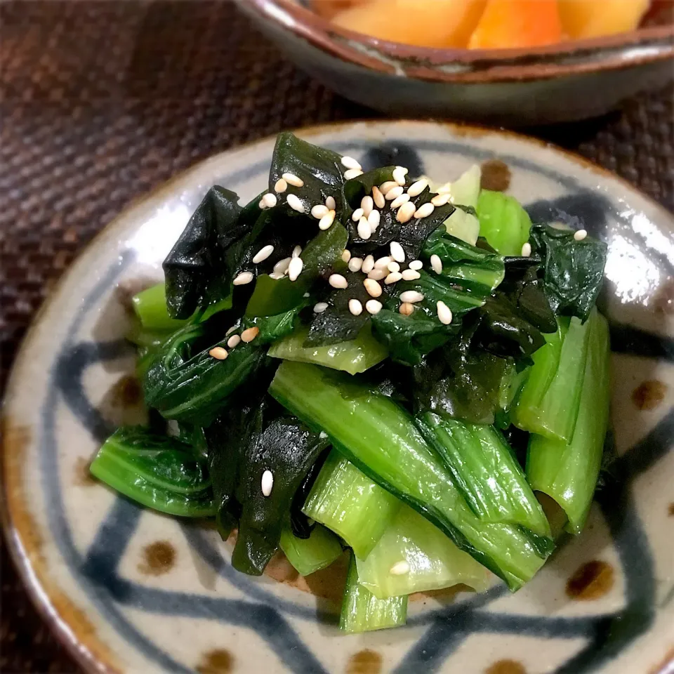 小松菜とわかめのわさび醤油和え|ゆうこさん