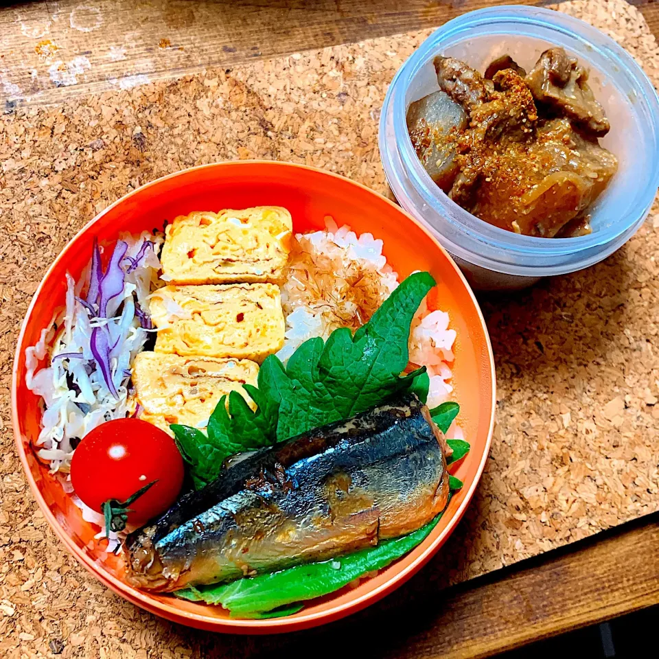 【お弁当】さんま煮丼＆牛スジ煮|ぽりんさんさん