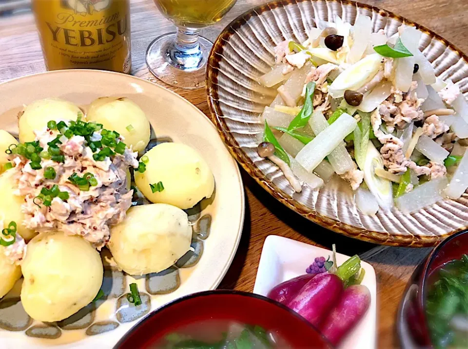 豚と大根の煮物
春じゃがいも蒸し  ツナマヨのっけ|じゅんさんさん