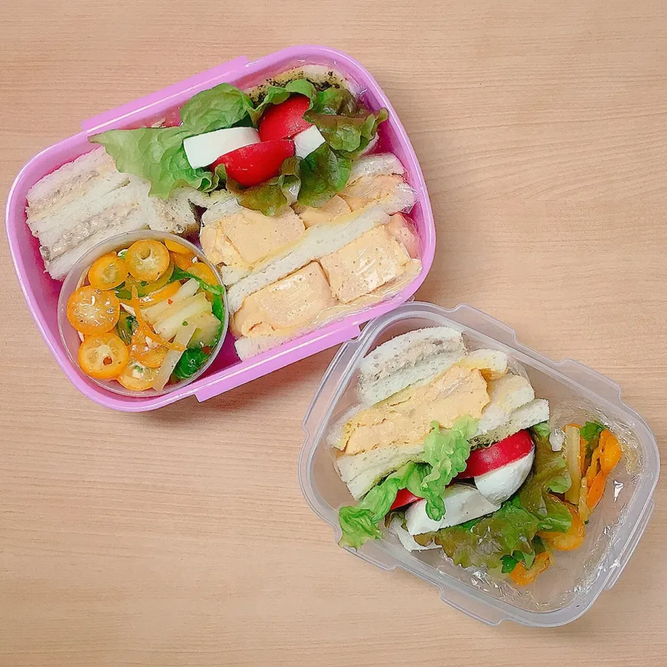 Snapdishの料理写真:彼と私のサンドイッチ弁当|ずっとたまごのままでいたかった。さん