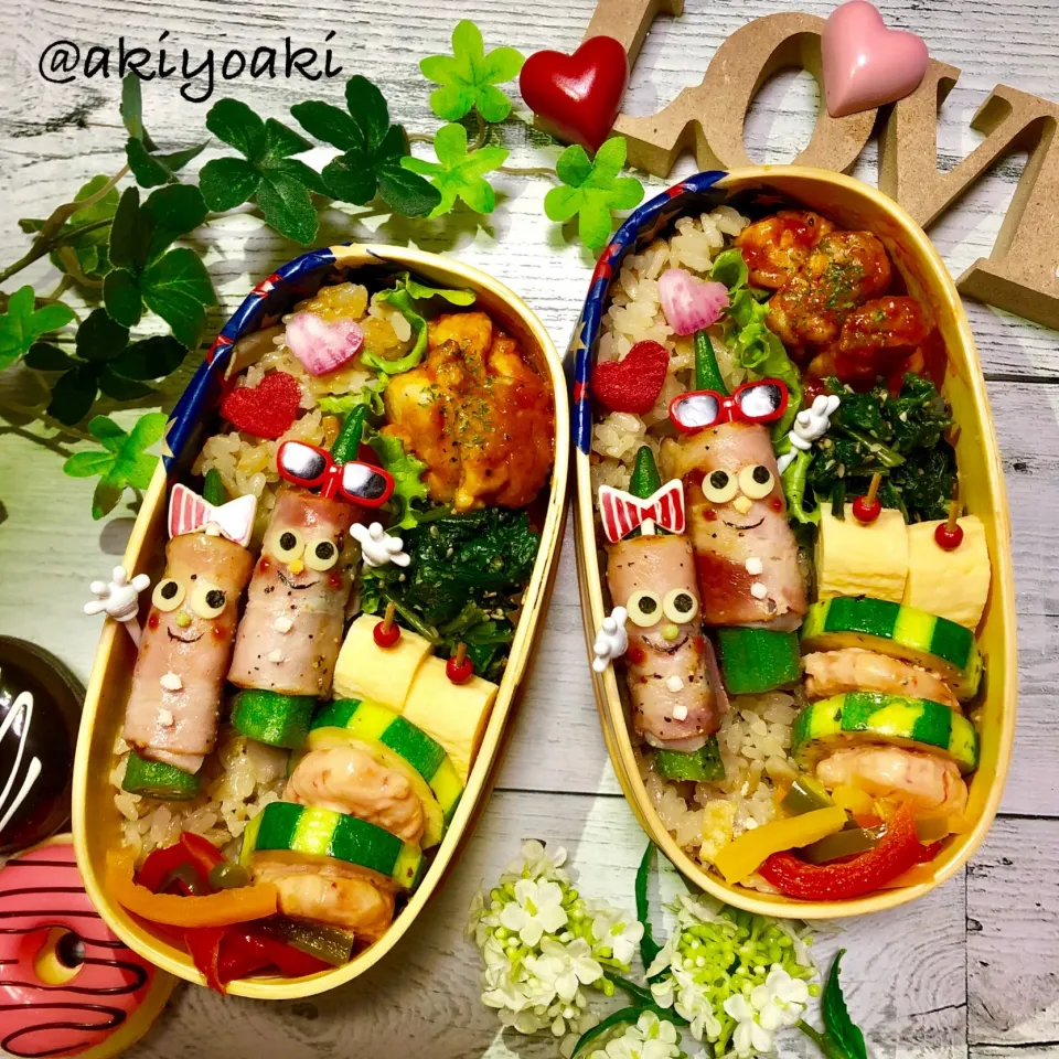 Snapdishの料理写真:オクラのノッポさん弁当|Akiyoෆ¨̮⑅さん