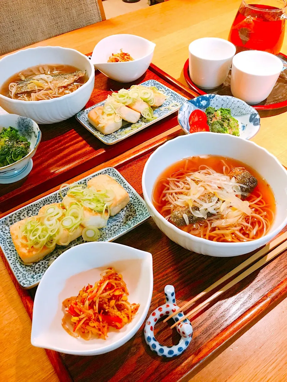 Snapdishの料理写真:鰊蕎麦、豆腐ステーキ|papinさん