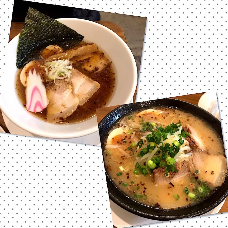 Snapdishの料理写真:中華そば味煮玉子のせ と かさね味煮玉子のせ@麺屋二郎(逗子)|塩豚骨さん