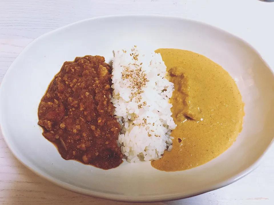 カレー二種盛り🍛|めりなさん