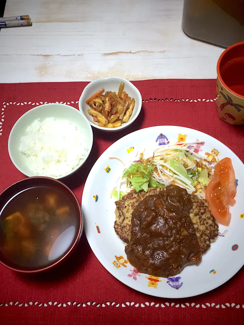 豆腐ハンバーグ 昨日の残りのビーフシチュー|あんどうさん