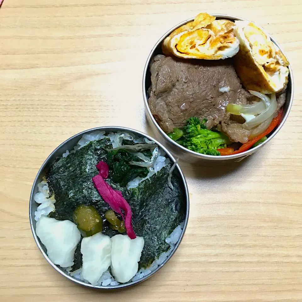 Snapdishの料理写真:今日のお弁当‼︎ 31 January
 #お弁当  #弁当  #obento  #お弁当の記録  #実家のお母ちゃん  #焼肉弁当  #海苔弁|Yoshinobu Nakagawaさん