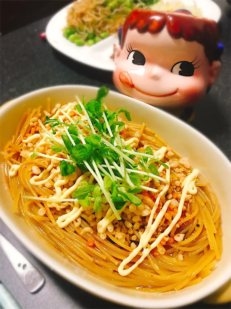 Snapdishの料理写真:レンジで簡単♡悪魔のパスタ。|ぽき。さん