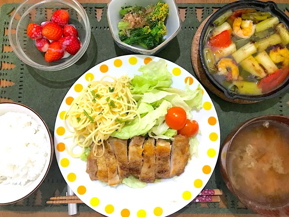 鶏の照り焼き定食|ゆうかさんさん