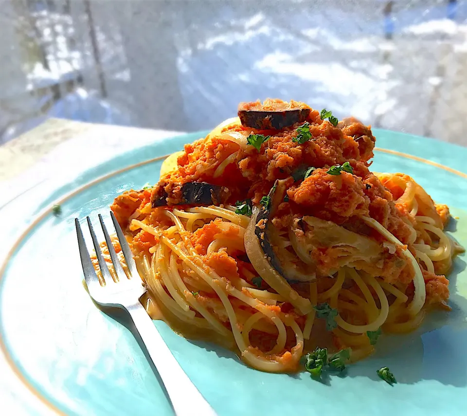 昼ごはん  キャロットクリームのパスタ🍝|砂雪さん