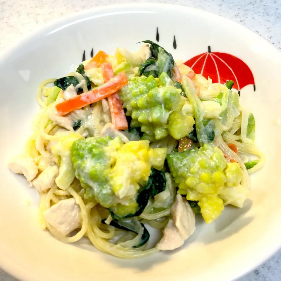 Snapdishの料理写真:お野菜たっぷり塩レモンクリームパスタ♪|みちさん