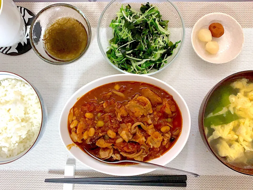 お豆にキノコ🍄具沢山トマト煮|ミルクさん