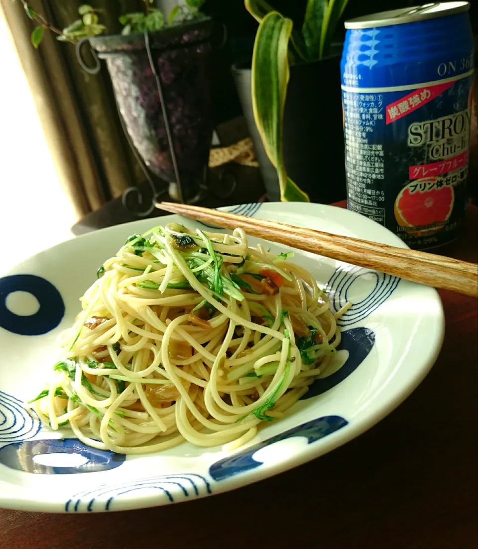 病的きのこと野沢菜ｽﾊﾟｹﾞﾃｨ|まりおさん