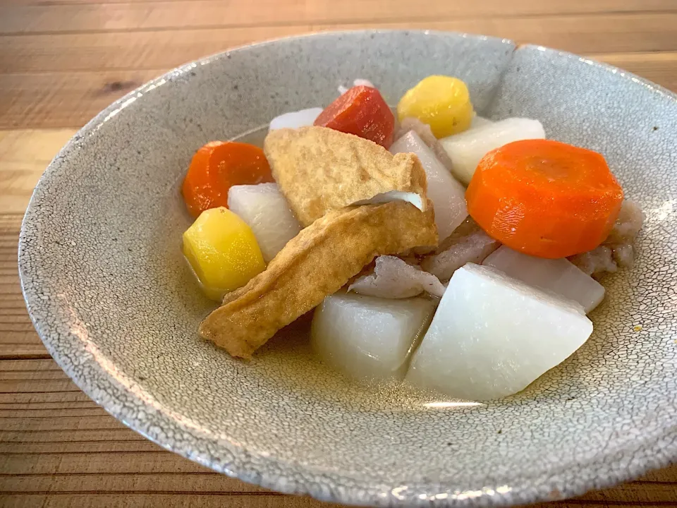 祖谷こんにゃくと厚揚げと根菜の煮物5|半田手延べそうめんの店 阿波や壱兆さん