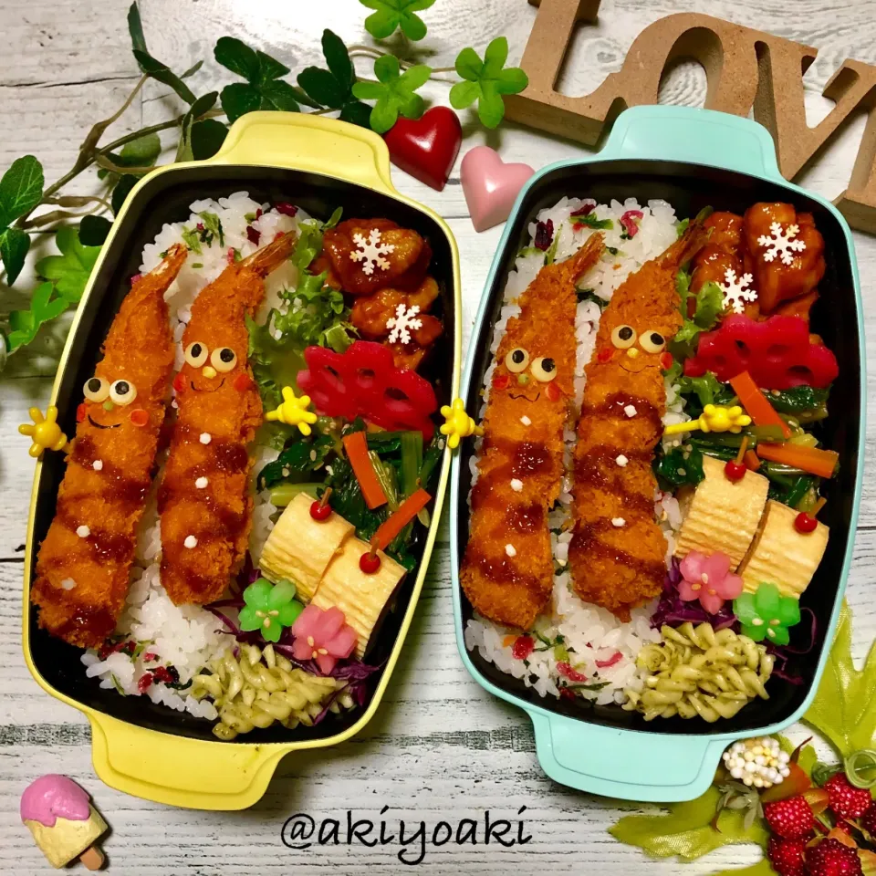 エビフライのノッポさん弁当|Akiyoෆ¨̮⑅さん