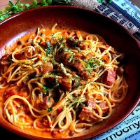 ベーコンとしめじのトマトクリームパスタ