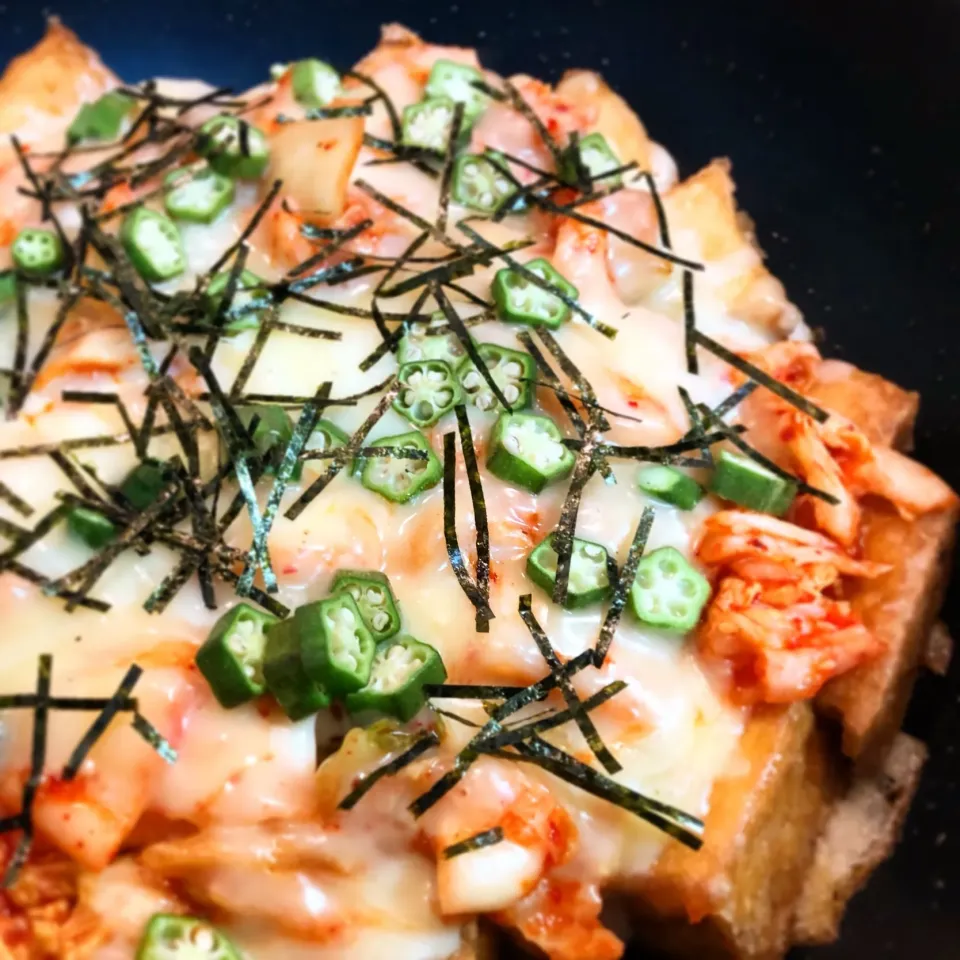 2/6 厚揚げキムチーズ #厚揚げ  #キムチーズ #キムチ #チーズ|うっちーさん
