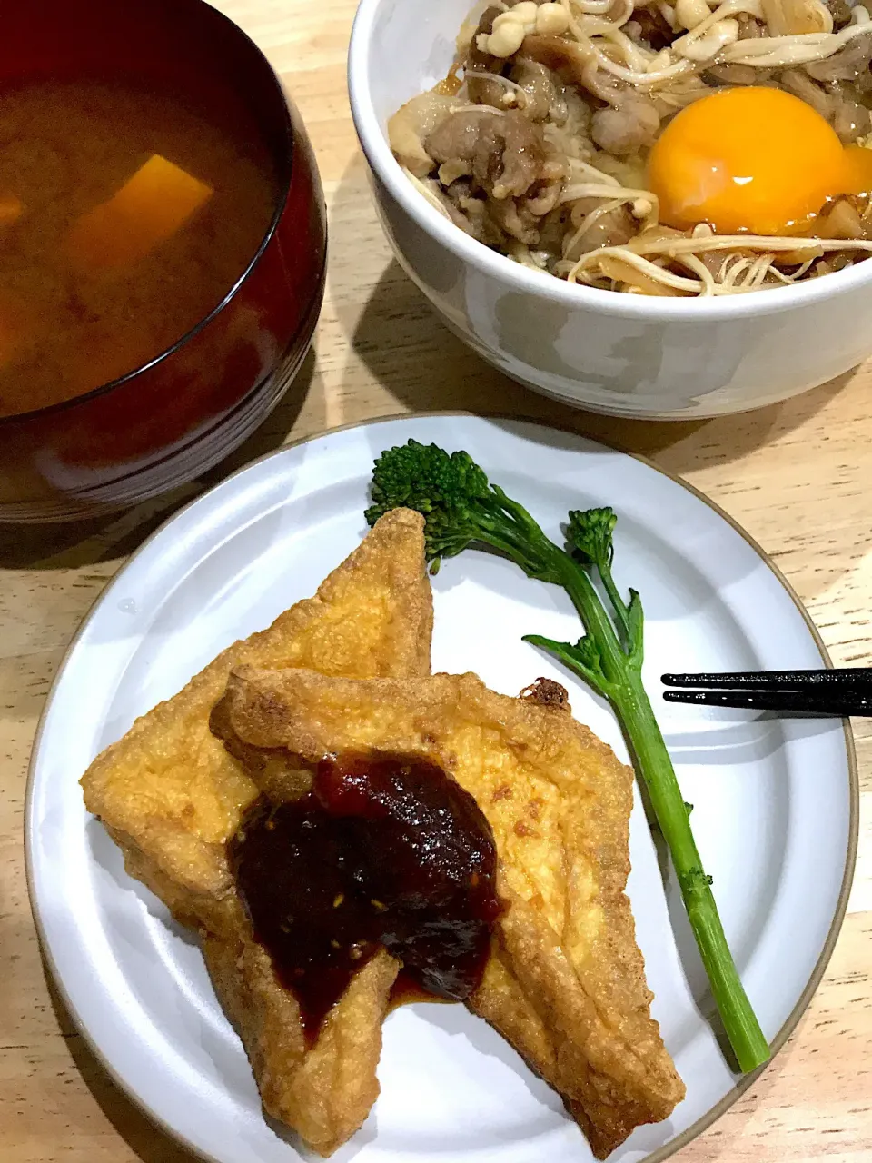 Snapdishの料理写真:厚揚げ×味噌ダレ|gu-gohanさん