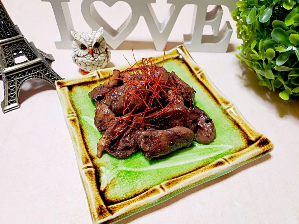 Snapdishの料理写真:♡鶏の心臓(ハート)deのり塩炒め♡|ずんこたんさん