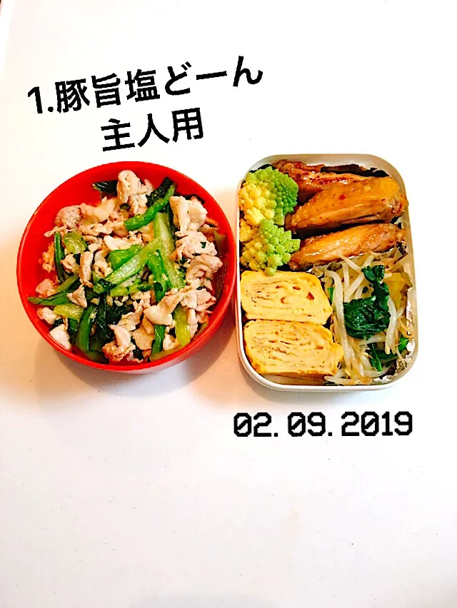 1.豚旨塩どーん#入院中主人用弁当#ケガで1週間入院#病院食じゃ足りないからとリクエストあり#三連休で息子弁当無いのにー😂|saya0125さん