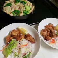 竜田揚げ&チーズ乗せて焼く前のマカロニグラタン|福島由美子さん