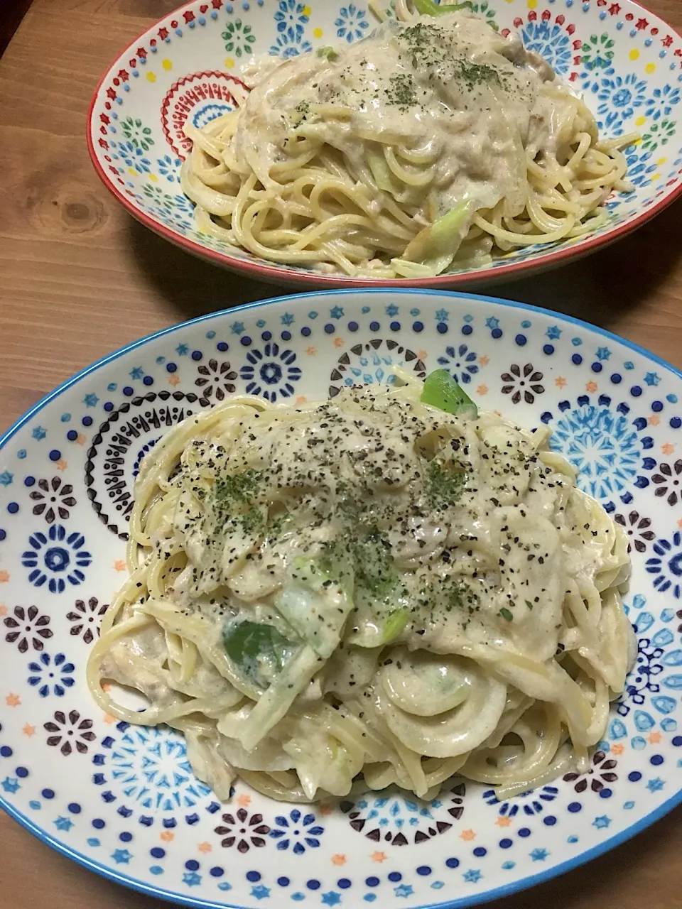 ツナと長ネギとたまねぎでクリームパスタ|cotocotoさん