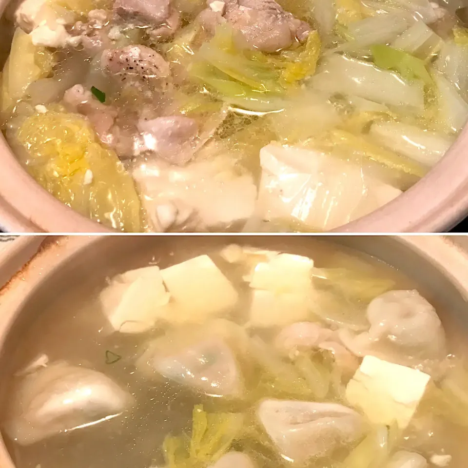 湯豆腐、葛きり、水餃子鍋|純さん