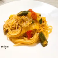 Snapdishの料理写真:豚バラと白菜のトマトクリームパスタ | ゆるゆる〜っとパパ弁|miyuっちさん