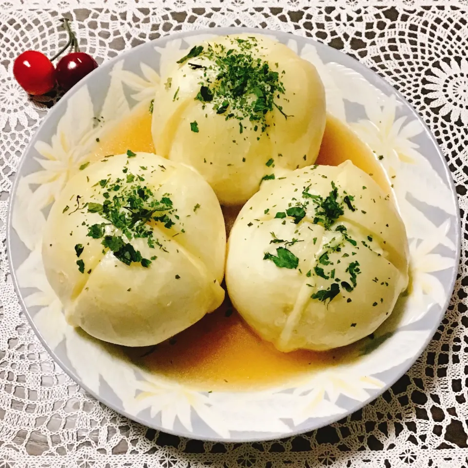 Snapdishの料理写真:ちたこさんの料理 保存版レンチンおかず♪とろける♡丸ごとかぶのチーズスープ煮♡|さくらんぼさん