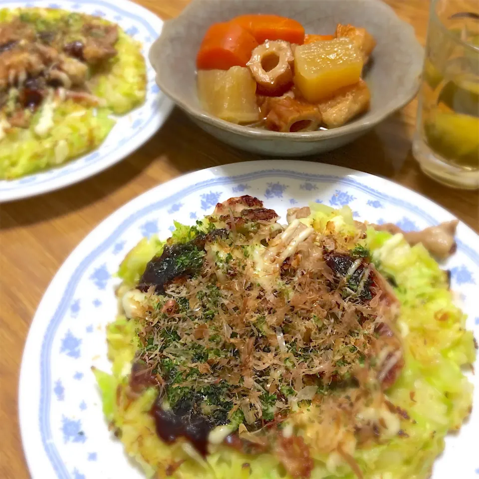 2019/02/08 Kスペシャルお好み焼き、ちくわと根菜煮|kykyさん