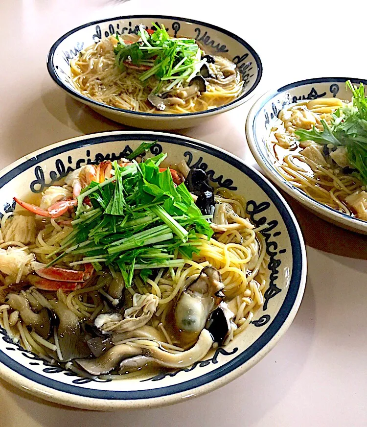 牡蠣とワタリガニときのこの和風あんかけスープパスタ|sakuraさん