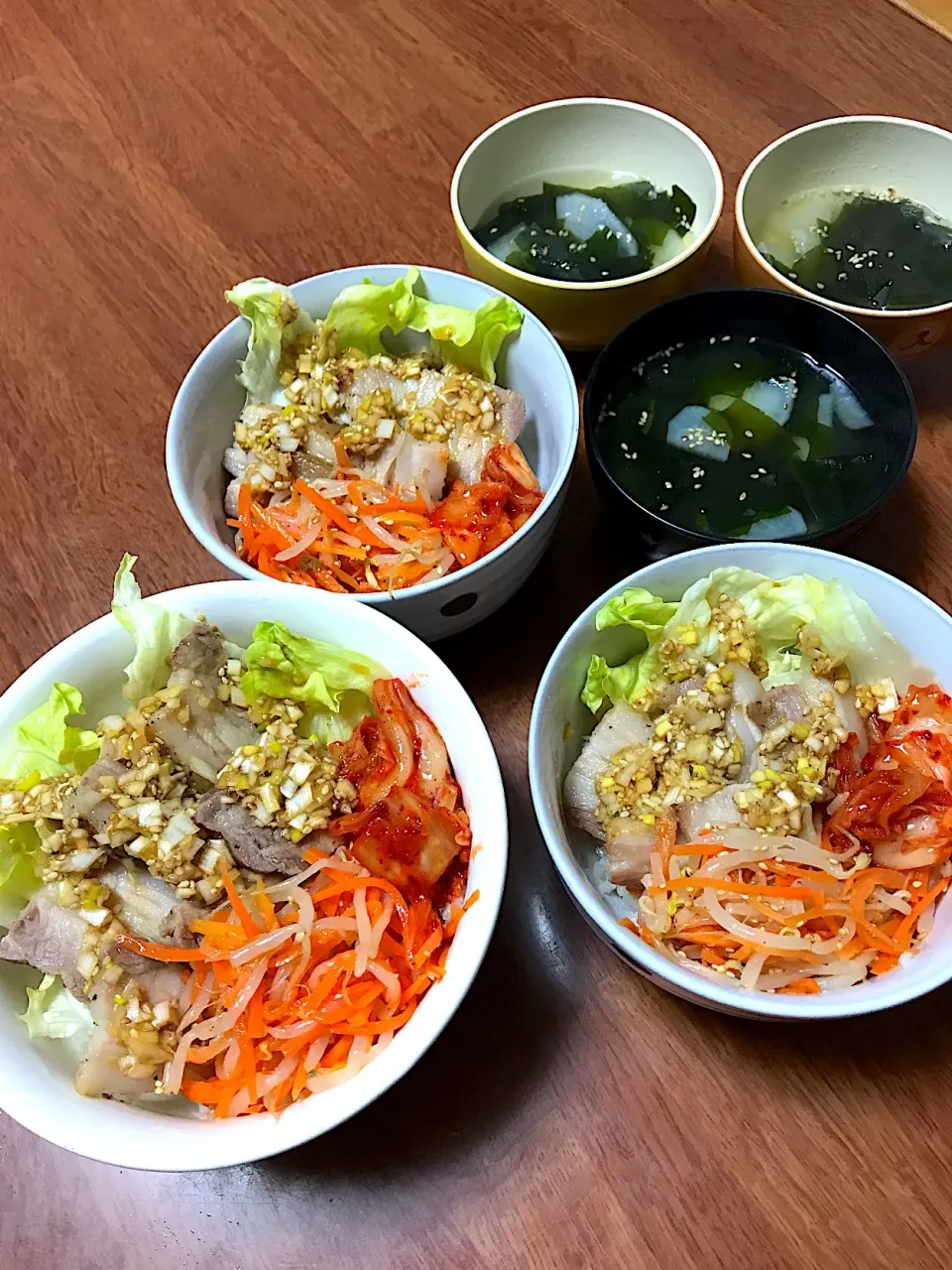 ガツン!!と塩豚丼&採れたて大根の中華スープ|かなさん