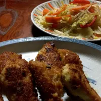 ささみのパン粉焼きと野菜炒め|男子高校生の自炊録さん