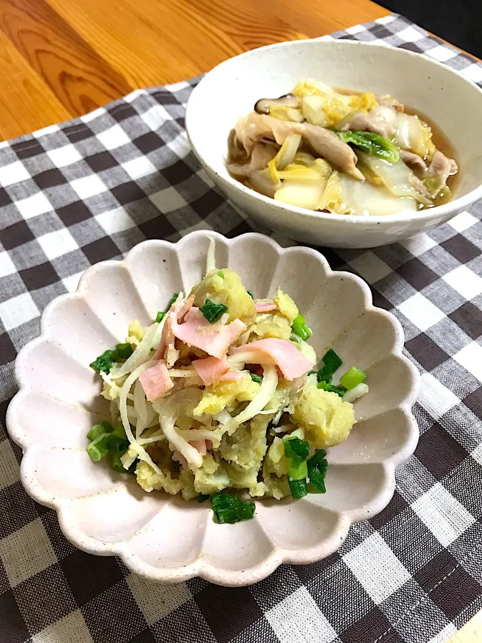 和風さつまいもサラダ、豚肉と白菜炒め|sayaさん