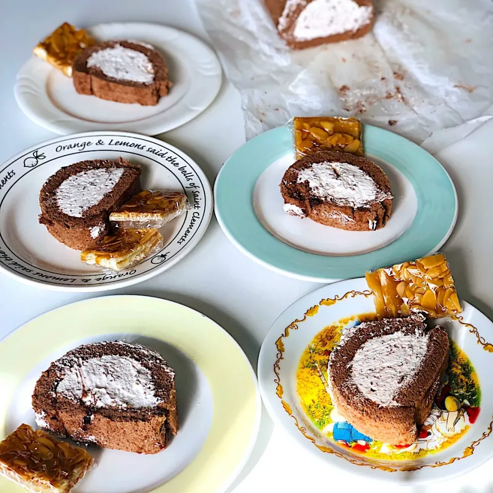 チョコシフォンロールケーキとフロランタン|かずきっちんさん